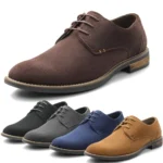 Men's Oxford Shoes Lace Up Business Casual Suede Leather Shoes Black