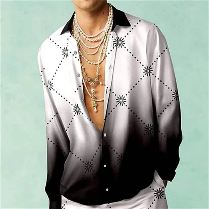 Casual Minimalist Design Long Sleeve Shirts Autumn Fashion Printed Pattern men’s