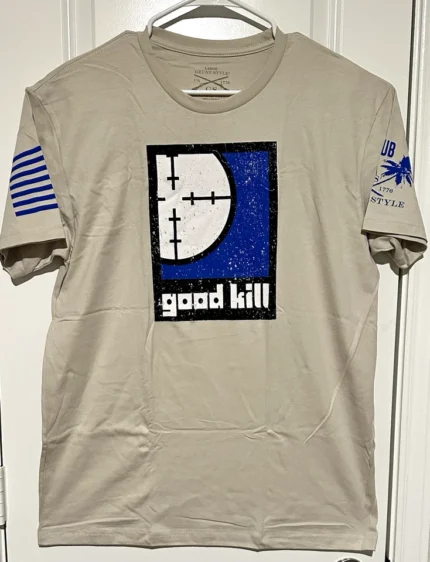 Grunt Style Club Mens L Beige Patriotic Graphic Tee Cotton Tagless Crew Neck
